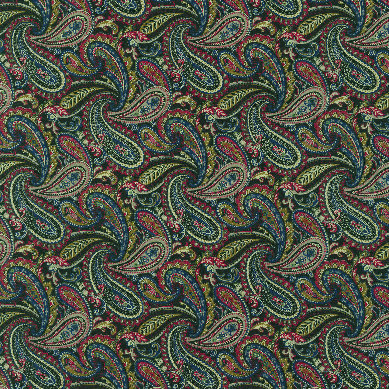 Vintage Mini Fleur - Paisley Black Yardage