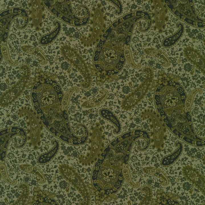 Vintage Petals & Paisleys - Large Paisley Gray Yardage