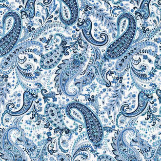 Vintage Petals & Paisleys - Elaborate Paisley White Yardage