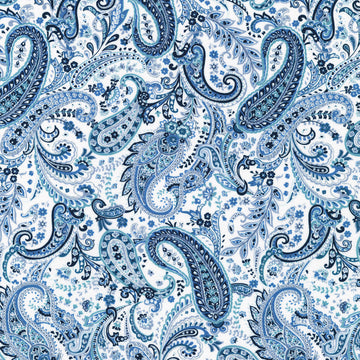 Vintage Petals & Paisleys - Elaborate Paisley White Yardage