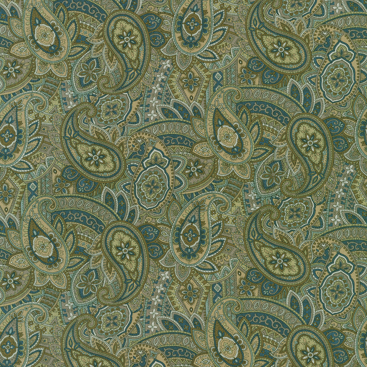 Vintage Petals & Paisleys - Intricate Paisley Beige Yardage