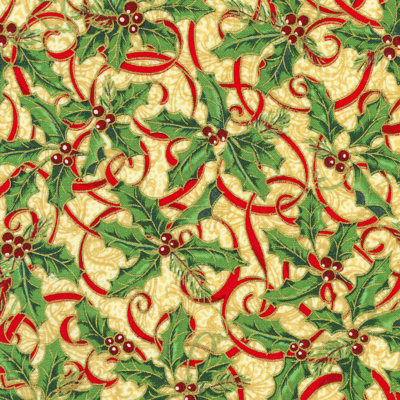 Woodland Splendor - Holly and Ribbons Vintage Yardage