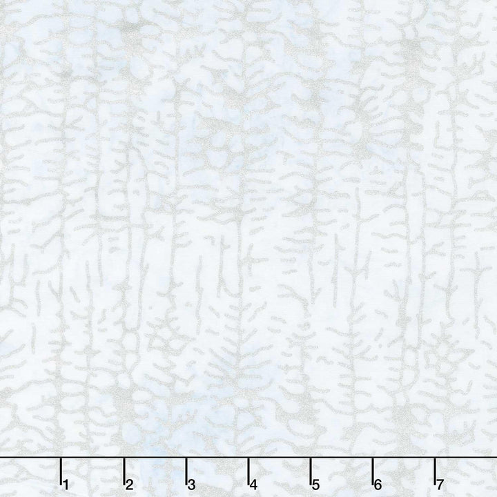 Winter Theme Batiks - Trees Gray Metallic Yardage