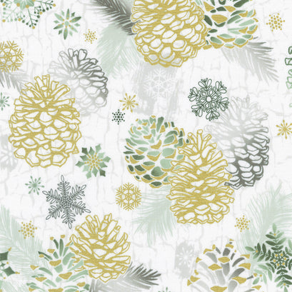 Winterstone - Winter Pinecones and Snowflakes Winter Yardage