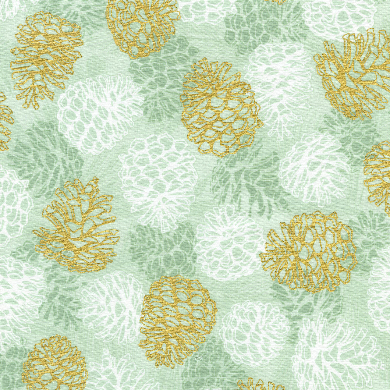 Winterstone - Sage Metallic Yardage