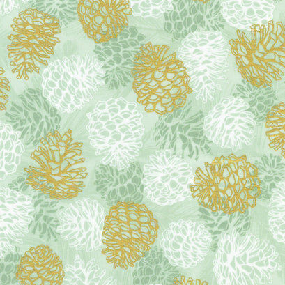 Winterstone - Sage Metallic Yardage