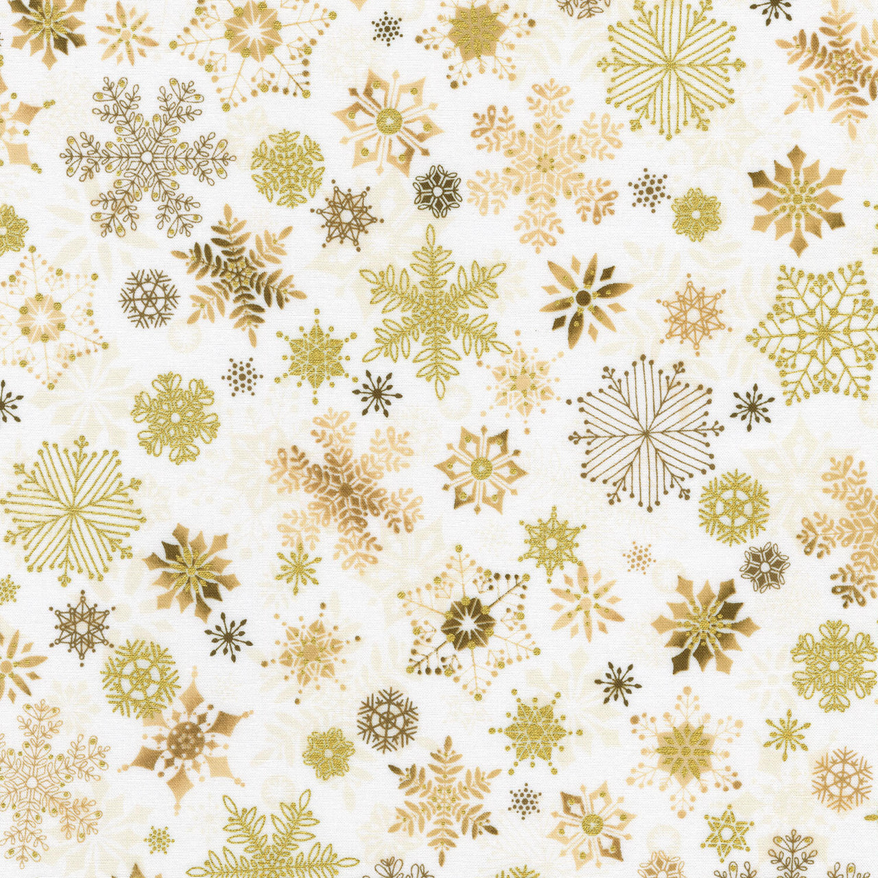 Winterstone - Snowflakes Natural Metallic Yardage
