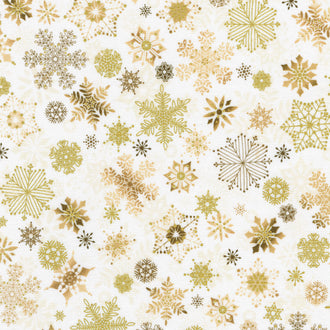 Winterstone - Snowflakes Natural Metallic Yardage