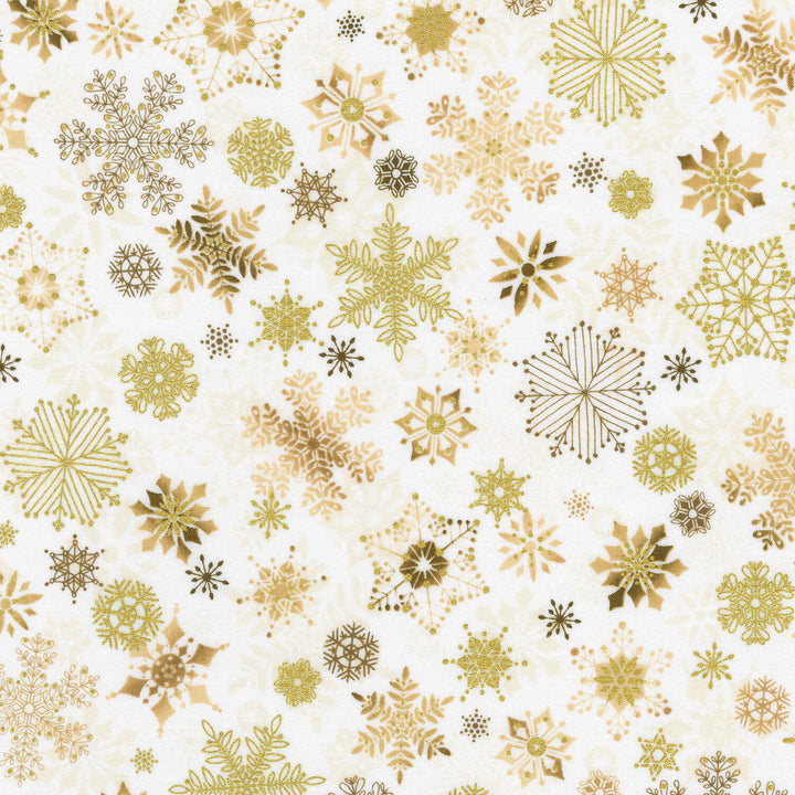 Winterstone - Snowflakes Natural Metallic Yardage