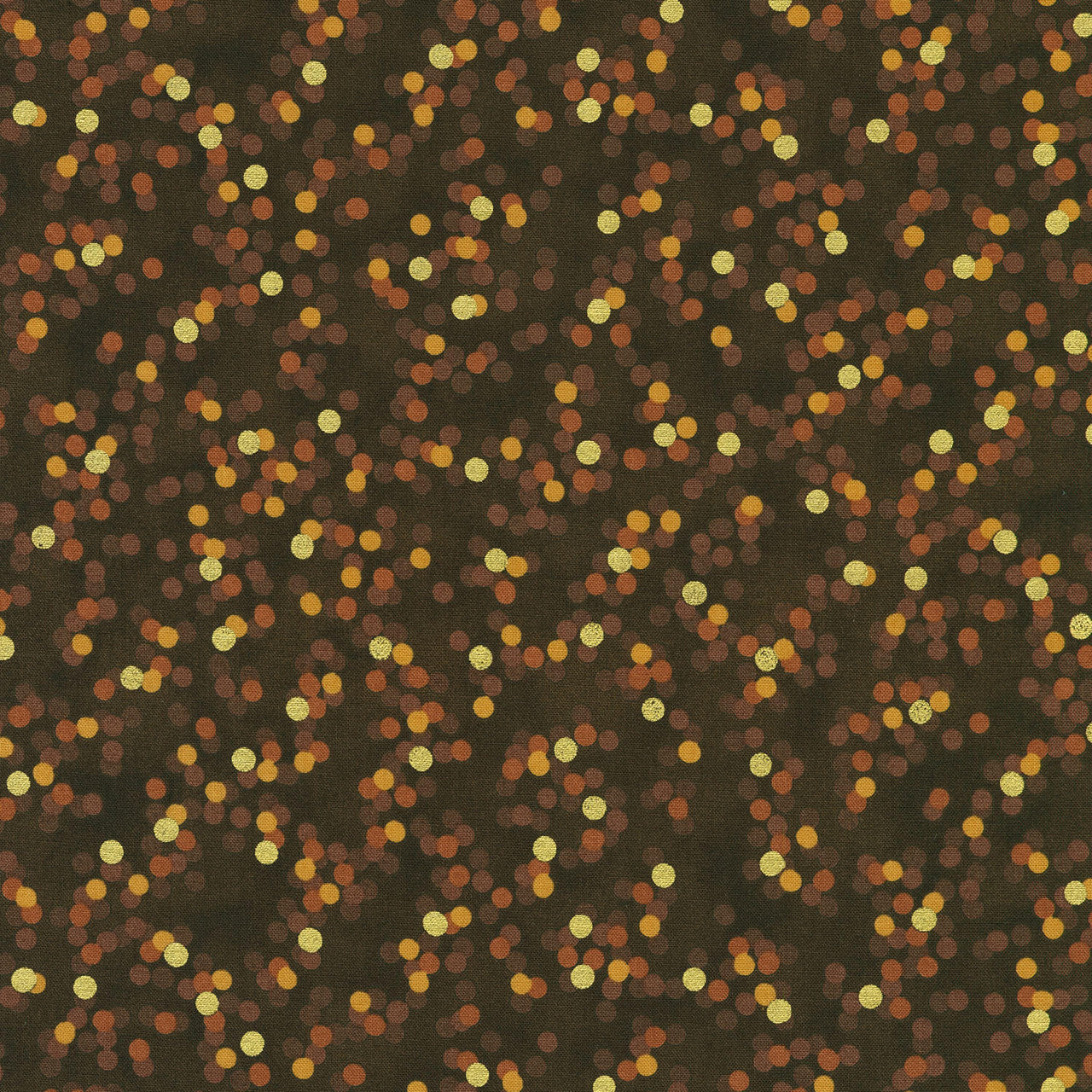 Sweet Pumpkin Spice - Dots Walnut Metallic Yardage