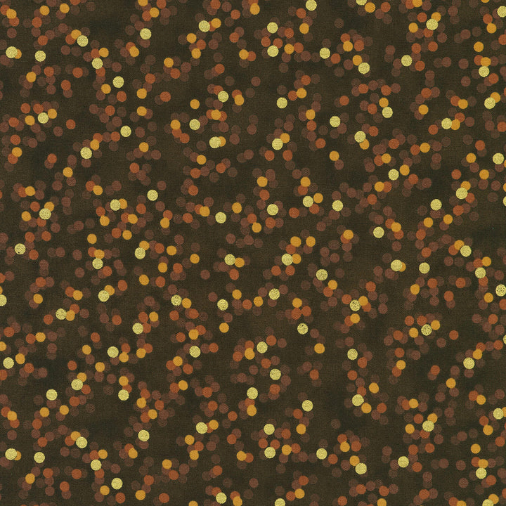 Sweet Pumpkin Spice - Dots Walnut Metallic Yardage