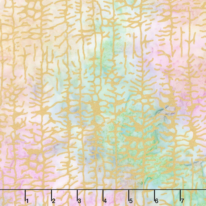 Winter Theme Batiks - Trees Multi Metallic Yardage