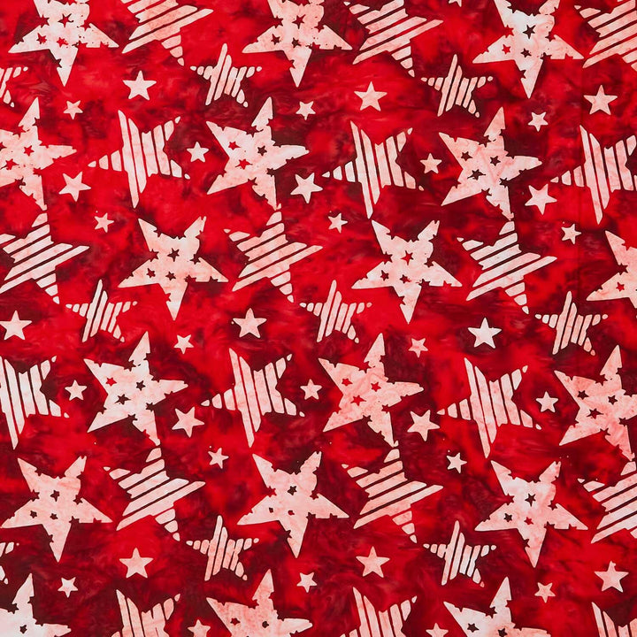 Artisan Batiks - Star Spangled Stars Red Yardage