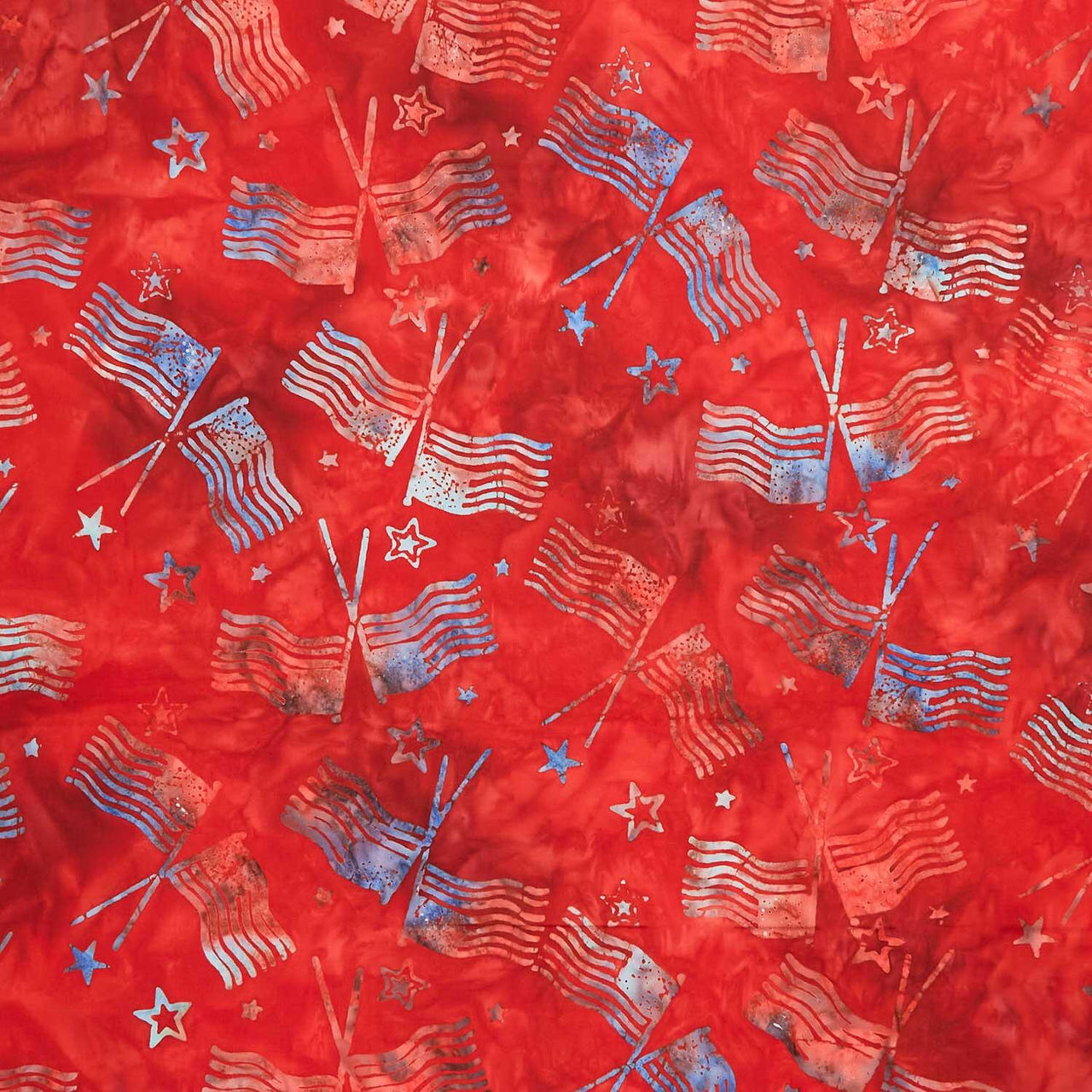Artisan Batiks - Star Spangled Flags, Stars Special Red Yardage