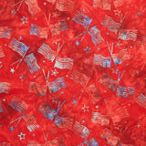 Artisan Batiks - Star Spangled Flags, Stars Special Red Yardage