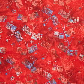 Artisan Batiks - Star Spangled Flags, Stars Special Red Yardage