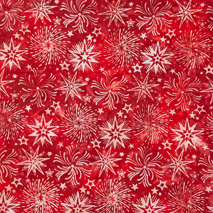 Artisan Batiks - Star Spangled Fireworks, Stars Red Yardage