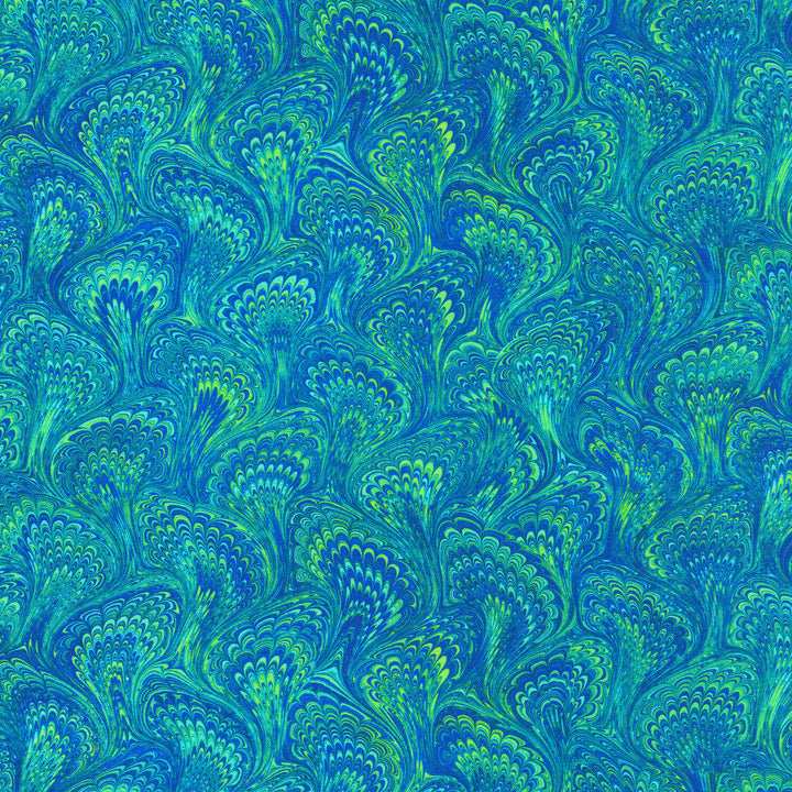 Library of Rarities - Feathers Peacock Yardage