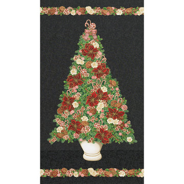 Holiday Flourish Peppermint Twist - Christmas Tree Black Metallic Panel