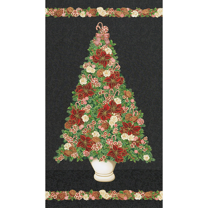 Holiday Flourish Peppermint Twist - Christmas Tree Black Metallic Panel