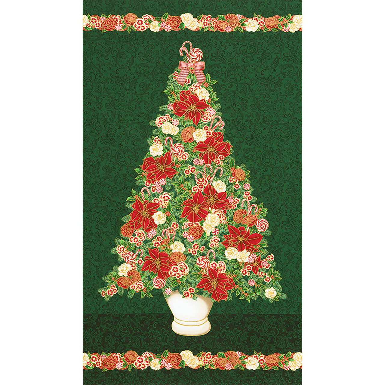 Holiday Flourish Peppermint Twist - Christmas Tree Pine Metallic Panel