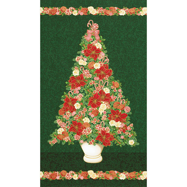 Holiday Flourish Peppermint Twist - Christmas Tree Pine Metallic Panel