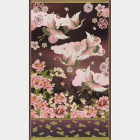 Imperial Collections - Graceful Cranes Cranes and Florals Plum Metallic Panel