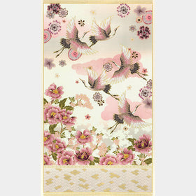 Imperial Collections - Graceful Cranes Cranes and Flowers Cream Metallic Panel