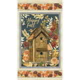 Hello Fall - Autumn Birds Birdhouse, Floral Harvest Metallic Panel