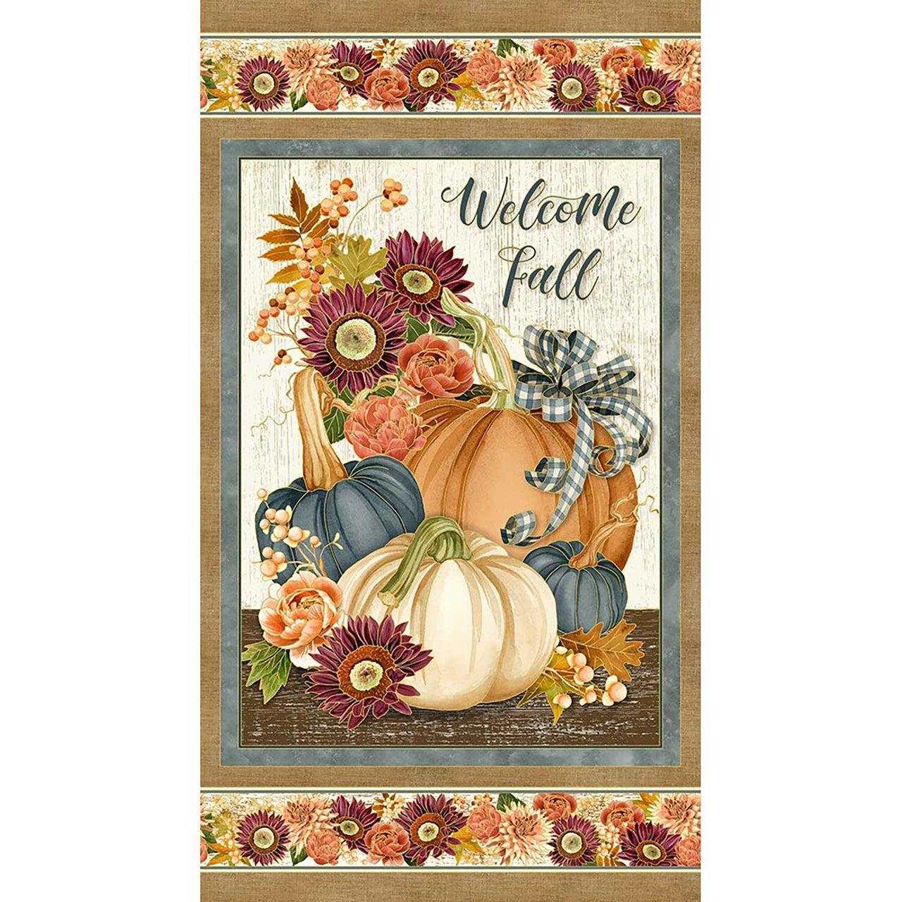 Hello Fall - Pumpkins Autumn Harvest Metallic Panel
