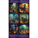 Moon Spell - Black Cat, Witch, Haunted House Night Block Panel