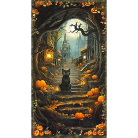 Moon Spell - Haunted House and Black Cat Spooky Panel