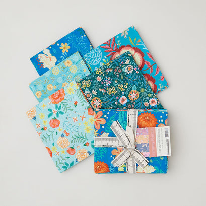 Faraway Florals Favorites Teal Blue Colorstory Fat Quarter Bundle - 5 Piece