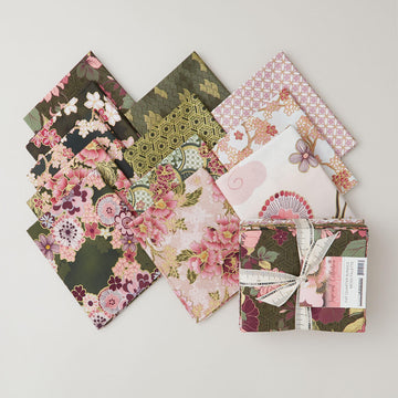 Imperial Collections - Graceful Cranes Moss Colorstory Metallic Fat Quarter Bundle