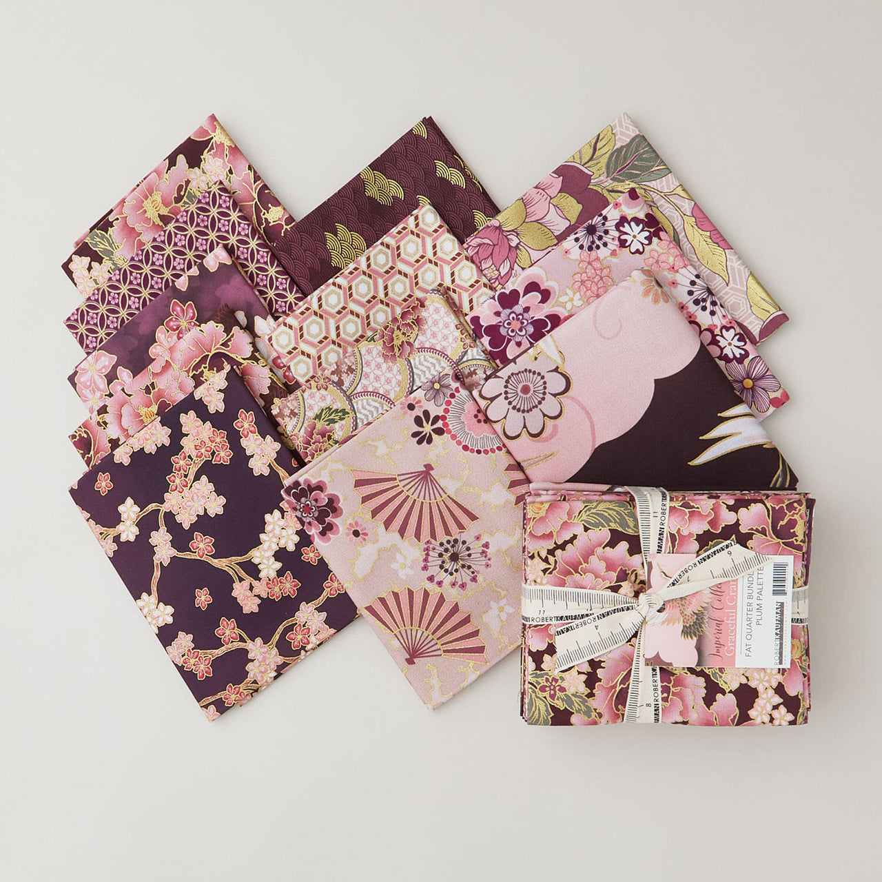 Imperial Collections - Graceful Cranes Plum Colorstory Metallic Fat Quarter Bundle