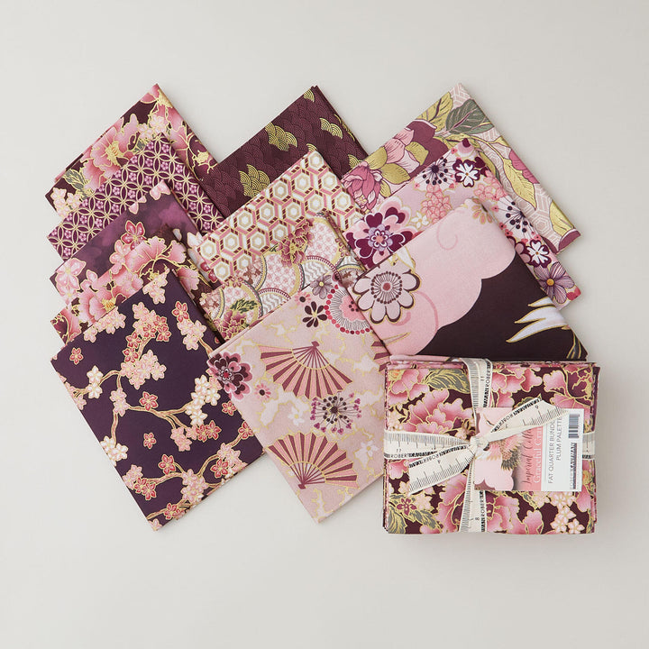 Imperial Collections - Graceful Cranes Plum Colorstory Metallic Fat Quarter Bundle