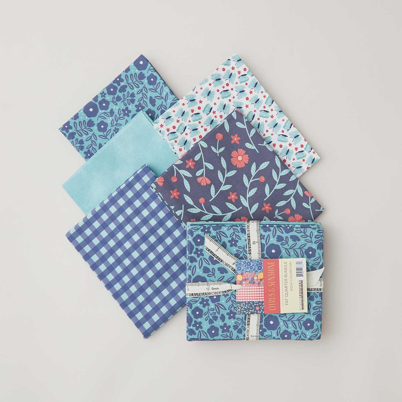 Citrus & Sunshine Fat Quarter Bundle - Aqua 5 Piece