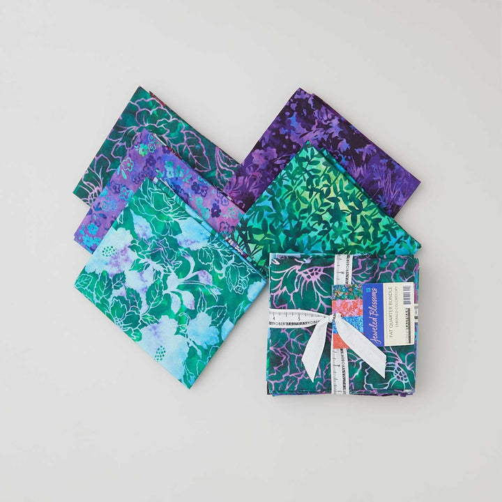 Jeweled Blossoms Emerald Colorstory Fat Quarter Bundle 5 Pc