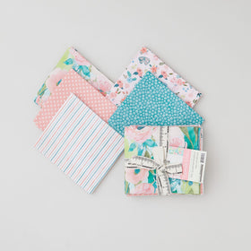 Watercolor Blooms Fat Quarter Bundle - Teal 5 Piece