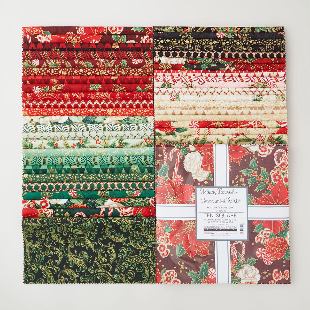 Holiday Flourish Peppermint Twist Holiday Metallic Ten Squares