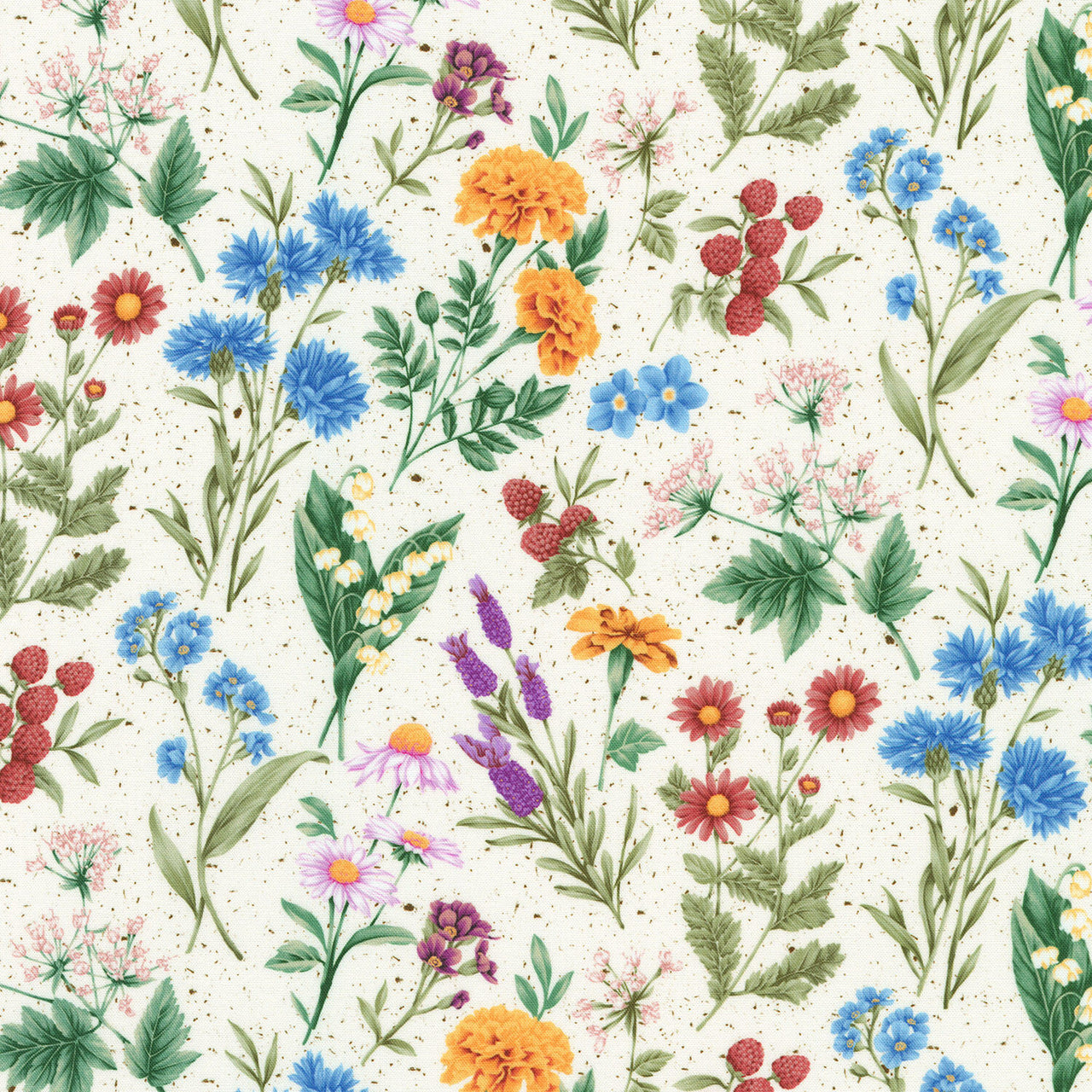 Botanical Garden Favorites - Flowers Natural Yardage