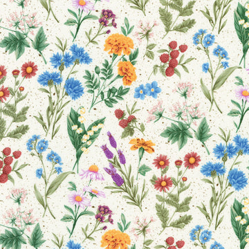 Botanical Garden Favorites - Flowers Natural Yardage