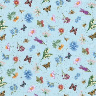 Botanical Garden Favorites - Buterflies Sky Yardage