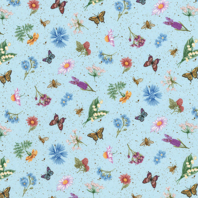 Botanical Garden Favorites - Buterflies Sky Yardage