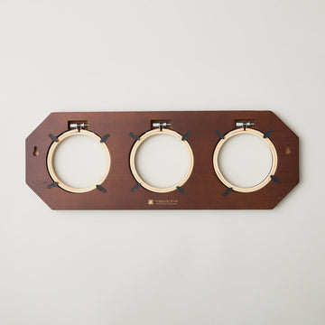 Missouri Star Hoop Display: 5" Hanging Dark Walnut Triple Hexagon Frame