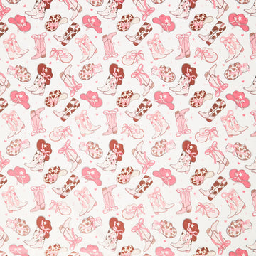 Cuddle Prints - Fancy Boots Hot Pink Yardage