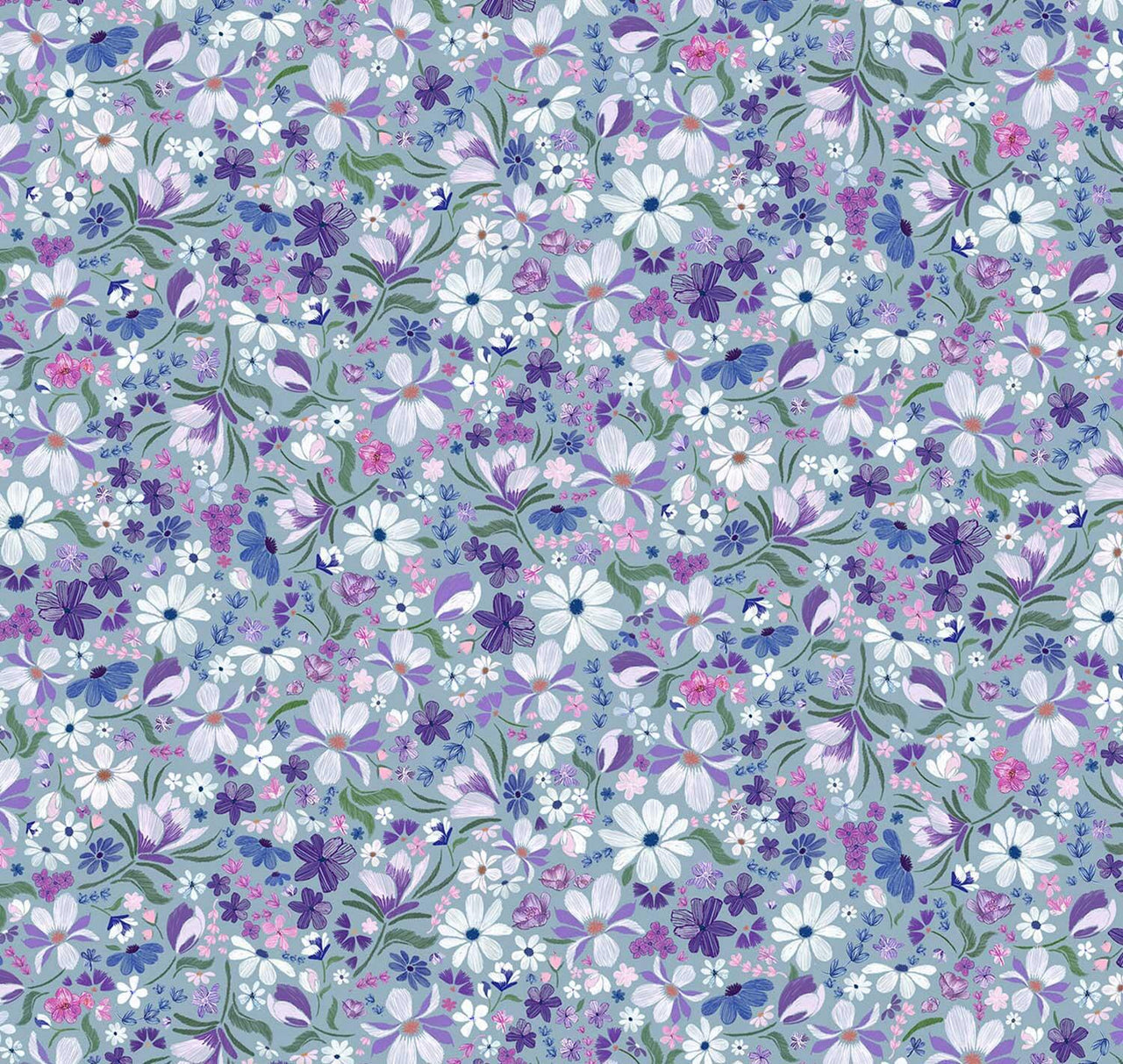 Quilting Cuddle Prints - Whispering Blooms Charmed Purple Yardage