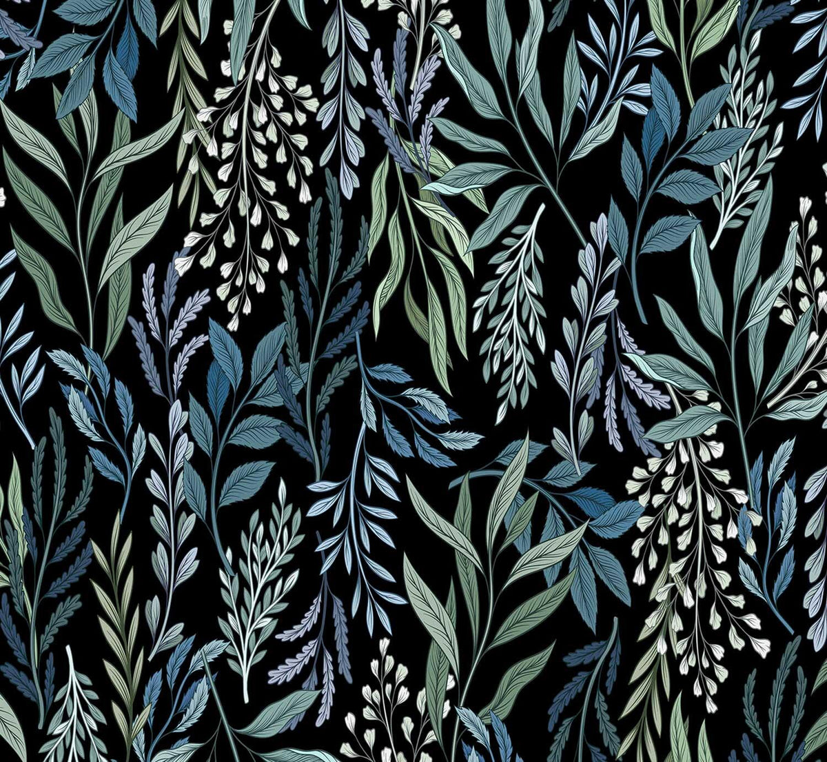 Quilting Cuddle Prints - Whispering Blooms Dreamweaver Black Yardage