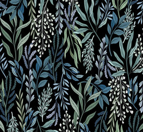 Quilting Cuddle Prints - Whispering Blooms Dreamweaver Black Yardage