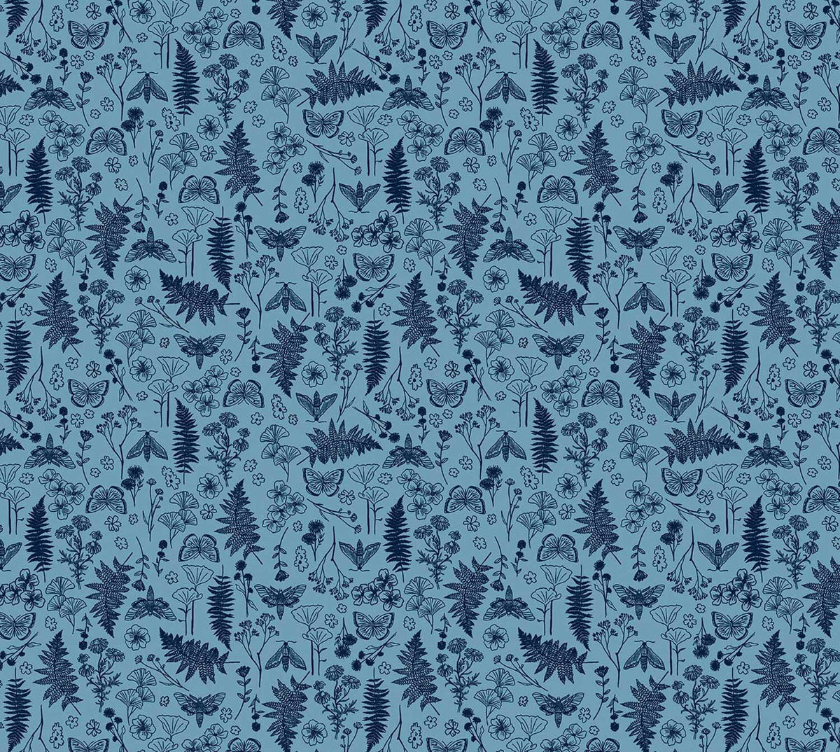Quilting Cuddle Prints - Whispering Blooms Faegrove Blue Yardage